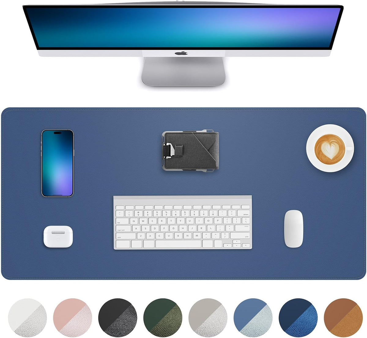 AFIING Large Desk Mat 55" x 24" - PU Leather Desk Pad Protector, Waterproof Non-Slip Extended Mouse Pad for Office Desk, Keyboard, Laptop and Home Workspace (Black)