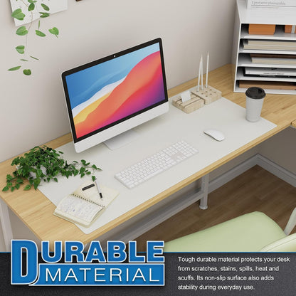 K KNODEL Large Office Leather Desk Mat, Mouse and Keyboard Pad, Computer and Laptop Mat, Desktop Protector and Cover, Writing Pad and Blotter (31.5"x15.7", Black)