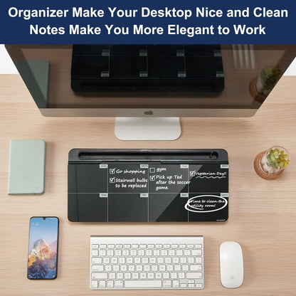 TSJ OFFICE Desktop Whiteboard Dry-Erase-Board - Computer Keyboard Stand White Board Surface Pad with Drawer, Desk Organizers with Accessories for Office, Home, School Supplies - Black