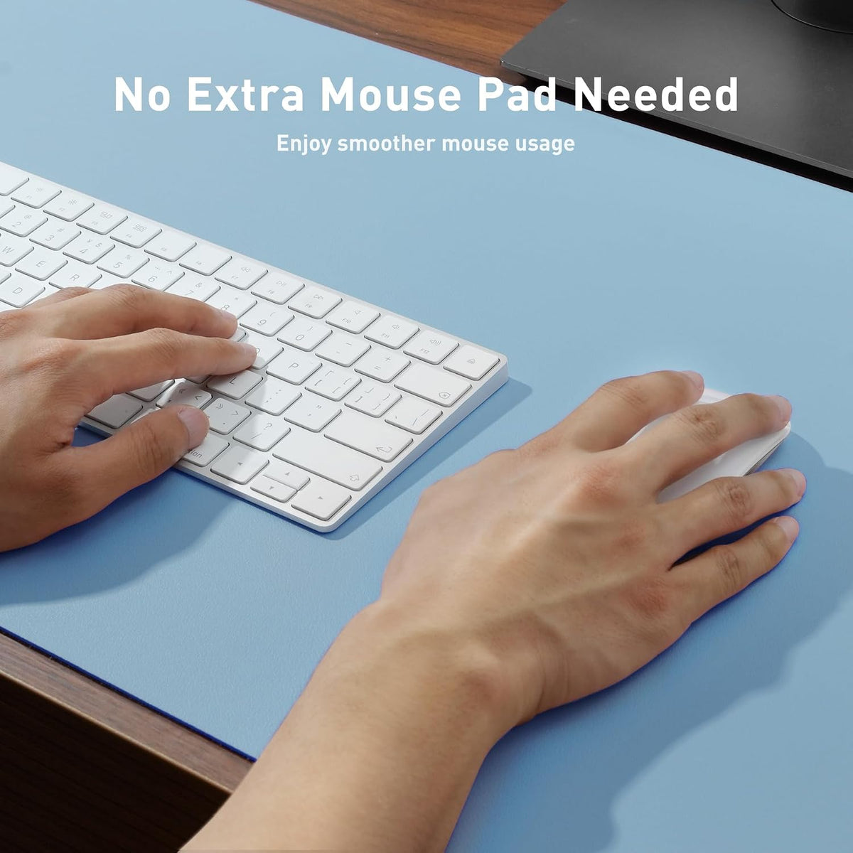 Aothia Leather Office Desk Pad Protector, Non-Slip PU Leather Desk Blotter, Waterproof Laptop Writing Mouse Pad for Office and Home, Black, 31.5" x 15.7" - Colors A