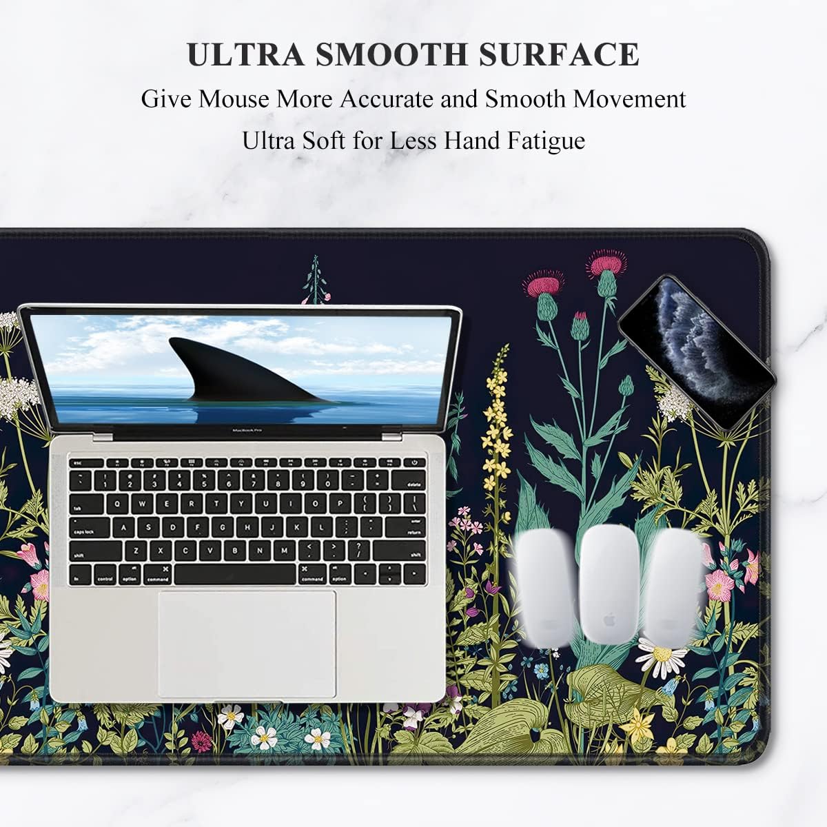 Auhoahsil Desk Mat, Ultra Large Mouse Pad, XXL Gaming Mousepad, Green Tropical Leaves Deskpad, Big Extended Full Size Mouse Pad, Desktop Desk Matt for Keyboard, Laptop & Computer, 35.5 x 15.7 in - Colors A