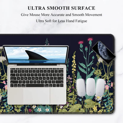 Auhoahsil Desk Mat, Ultra Large Mouse Pad, XXL Gaming Mousepad, Green Tropical Leaves Deskpad, Big Extended Full Size Mouse Pad, Desktop Desk Matt for Keyboard, Laptop & Computer, 35.5 x 15.7 in - Colors A