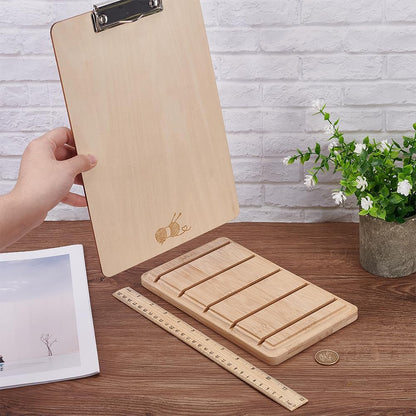 FINGERINSPIRE Wooden Clipboard Holder 9.45x5.5x0.7inch PapayaWhip Color Bamboo Clipboard Holder with 5 Slots Rectangle Bamboo Organizer Stand for Documents Office Classroom Tabletop Display