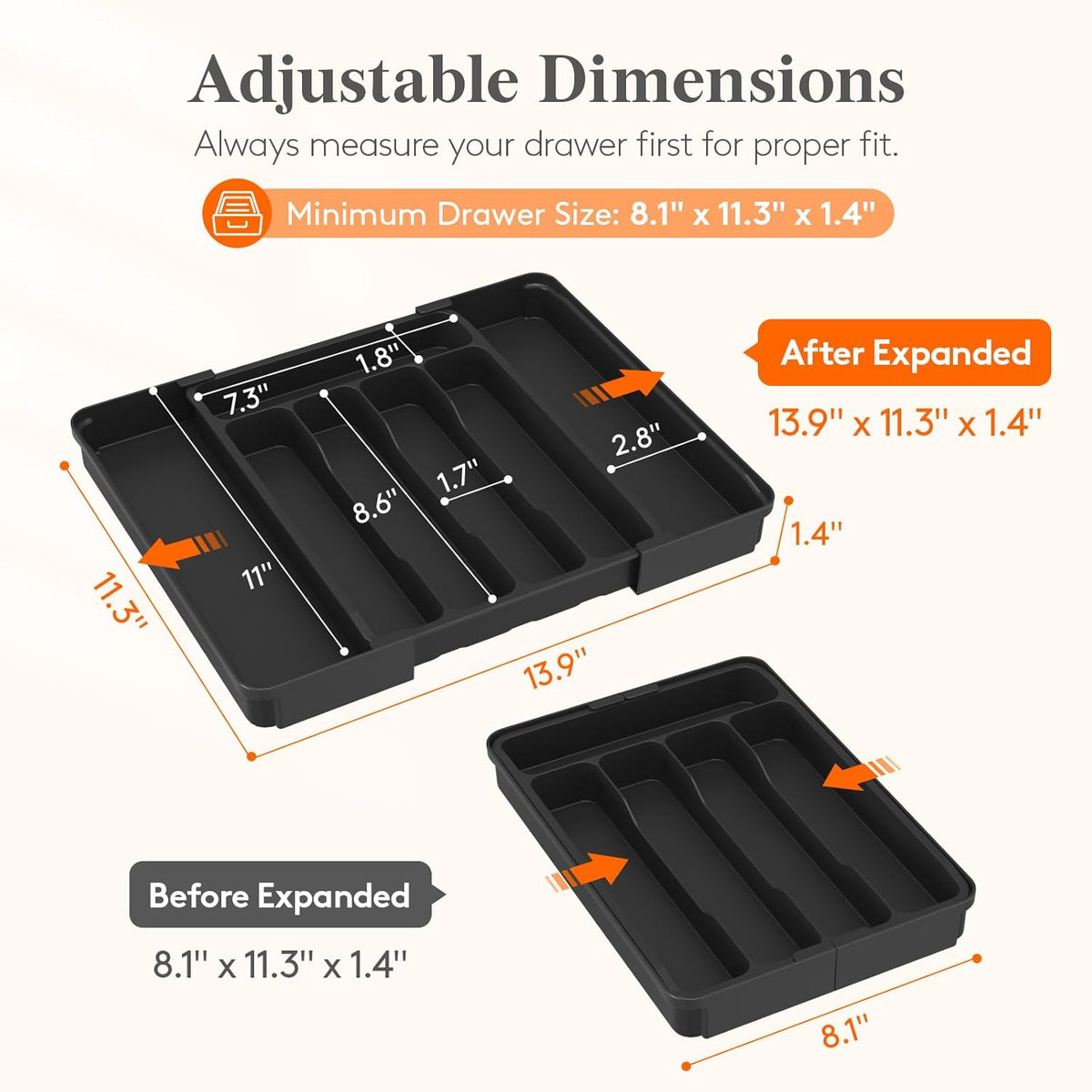 Expandable Silverware Drawer Organizer, Kitchen Utensil Tray