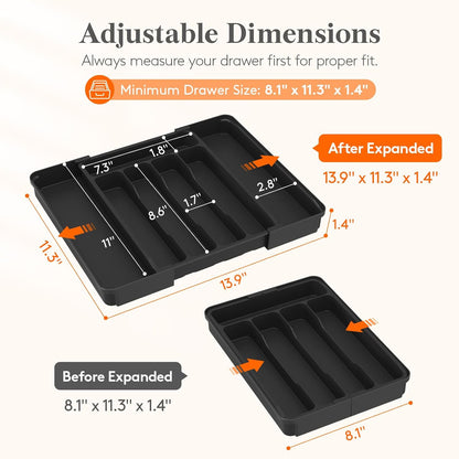 Expandable Silverware Drawer Organizer, Kitchen Utensil Tray