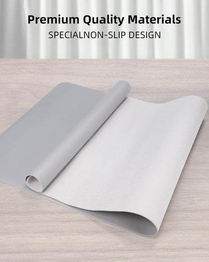 AFIING Large Desk Mat 55" x 24" - PU Leather Desk Pad Protector, Waterproof Non-Slip Extended Mouse Pad for Office Desk, Keyboard, Laptop and Home Workspace (Black)