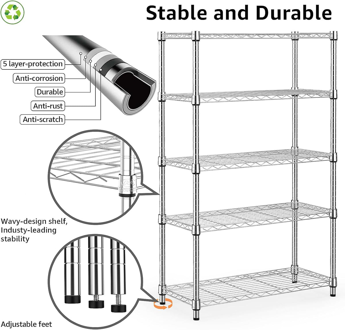 M MZG 450 lbs Steel Storage Shelving 3-Tier Utility Shelving Unit Steel Organizer Wire Rack for Home,Kitchen,Office (11.8" D x 17.7" W x 26.3" H) - Colors B