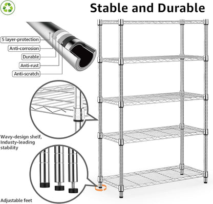 M MZG 450 lbs Steel Storage Shelving 3-Tier Utility Shelving Unit Steel Organizer Wire Rack for Home,Kitchen,Office (11.8" D x 17.7" W x 26.3" H) - Colors B