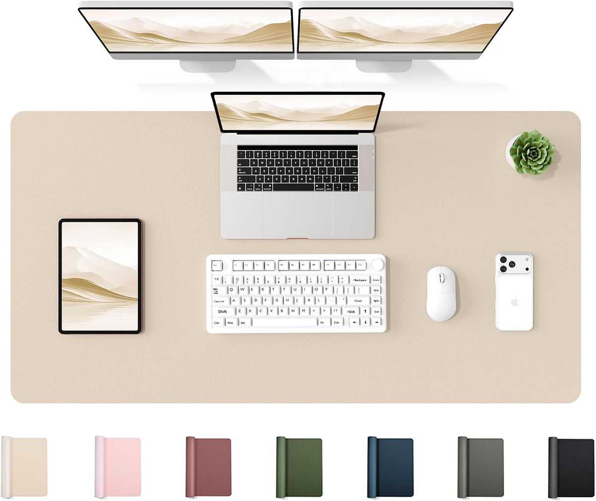 35.4" x 17" Large PU Leather Desk Mat for Keyboard and Mouse - Waterproof Non-Slip Desk Pad Protector for Office, Home, Writing Desk, Black
