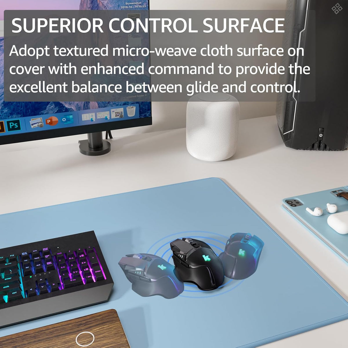 KTRIO Large Gaming Mouse Pad Desk Mat for Gamer, 31.5" x 11.8", Black, XL | Extended Size Design, Superior Micro-Weave Cloth, Non-Slip Rubber Base, Durable Stitched Edges, Water-Resistant Coating