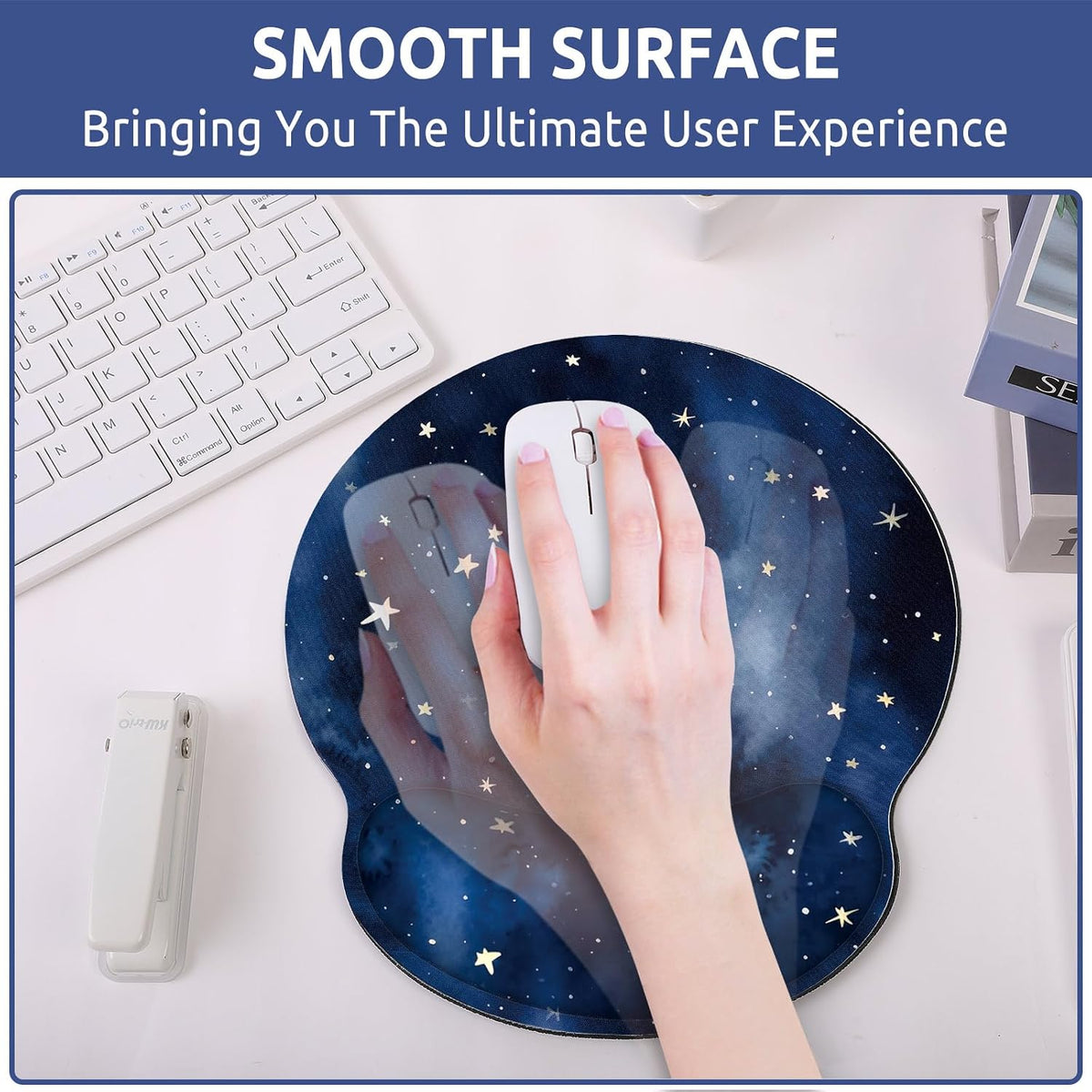 KONVINIT Ergonomic Mouse Pad with Wrist Rest, Small Mousepad with Non-Slip Rubber Base and Smooth Surface, Beach Mouse Pads for Desk, Office Desk Accessories