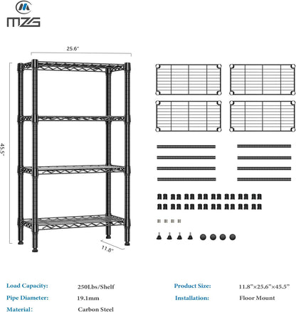 M MZG 450 lbs Steel Storage Shelving 3-Tier Utility Shelving Unit Steel Organizer Wire Rack for Home,Kitchen,Office (11.8" D x 17.7" W x 26.3" H) - Colors A