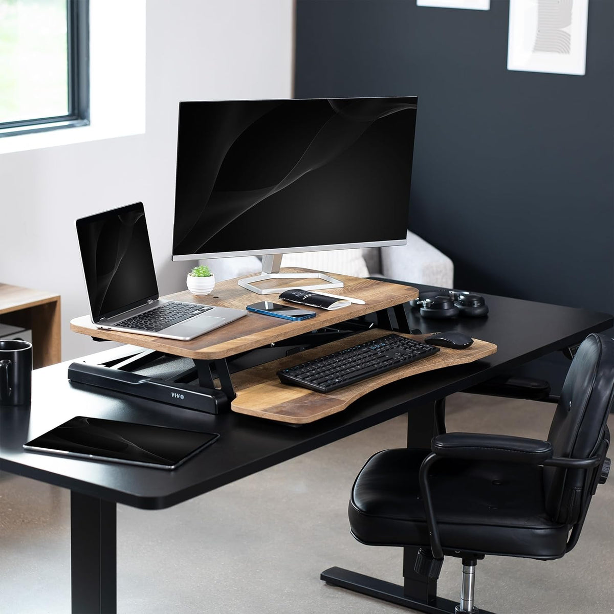 Black 32 in Standing Desk Converter, DESK-V000K