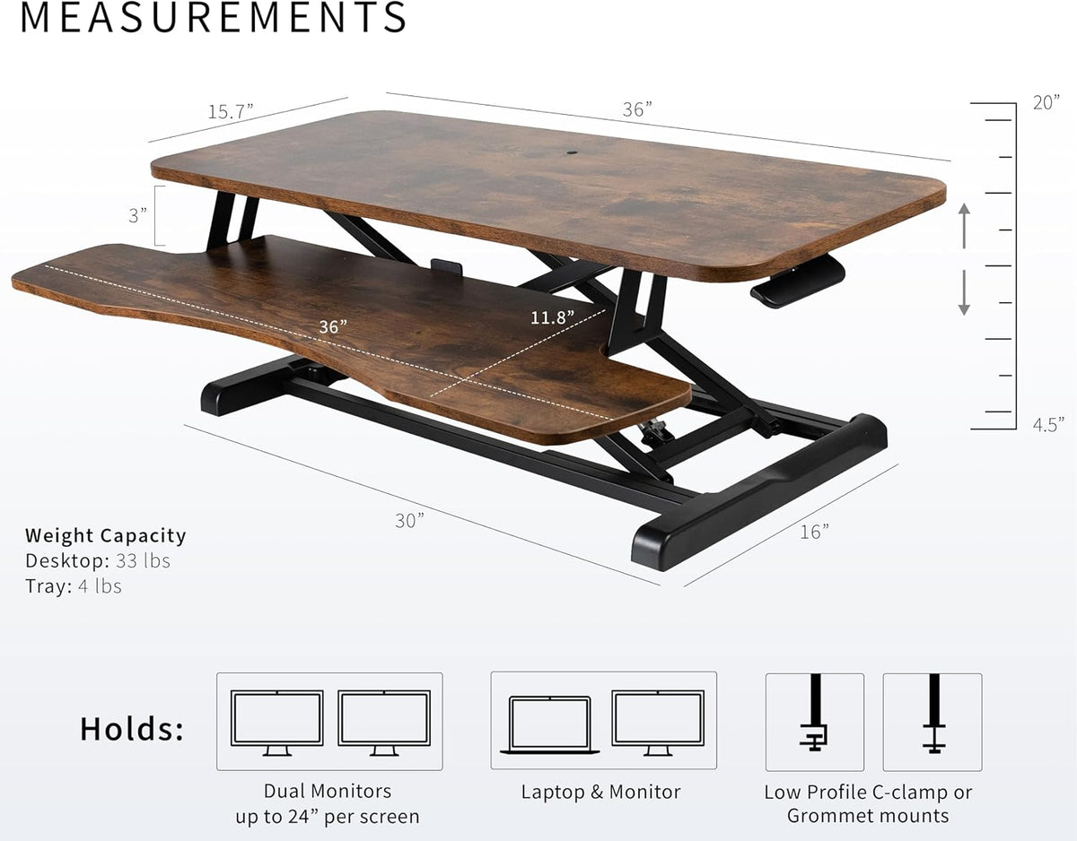 Black 32 in Standing Desk Converter, DESK-V000K