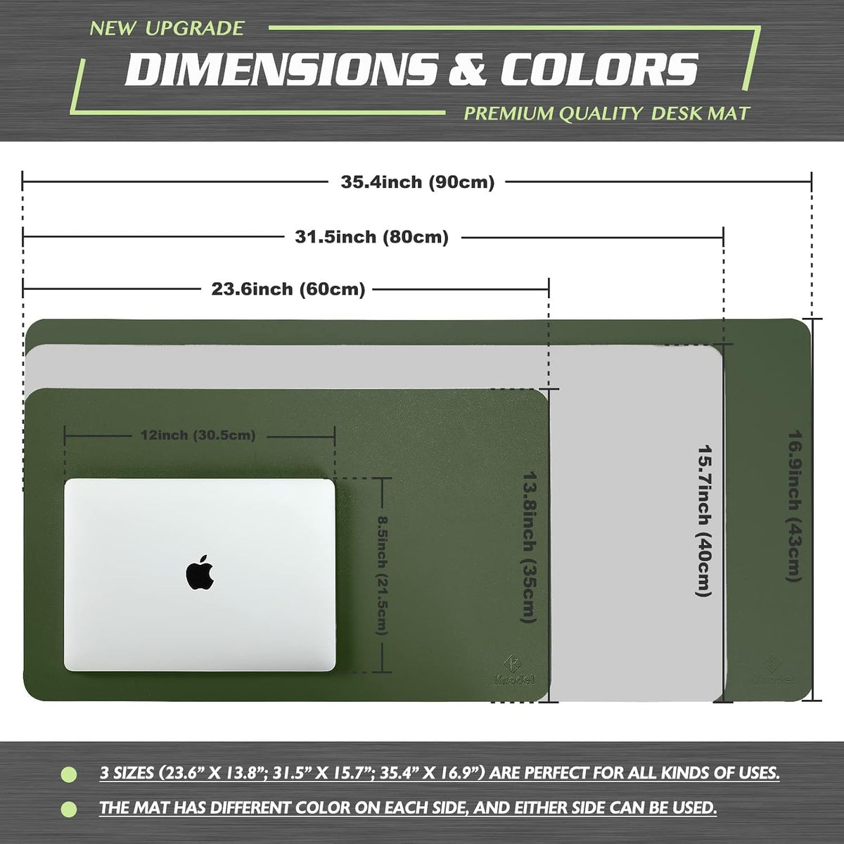 K KNODEL Large Office Leather Desk Mat, Mouse and Keyboard Pad, Computer and Laptop Mat, Desktop Protector and Cover, Writing Pad and Blotter (31.5"x15.7", Black)