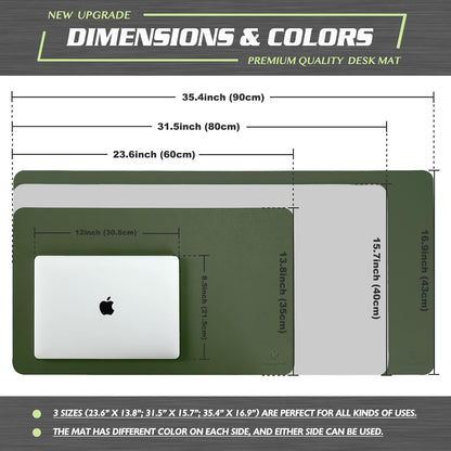 K KNODEL Large Office Leather Desk Mat, Mouse and Keyboard Pad, Computer and Laptop Mat, Desktop Protector and Cover, Writing Pad and Blotter (31.5"x15.7", Black)