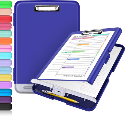 Clipboard with Storage, Clip Board 8.5 x 11 with Pen Holder, High Capacity Plastic Organization Case Box for Letter Legal A4 Size Paper, Nurses Teachers Must Haves, School & Office Supplies