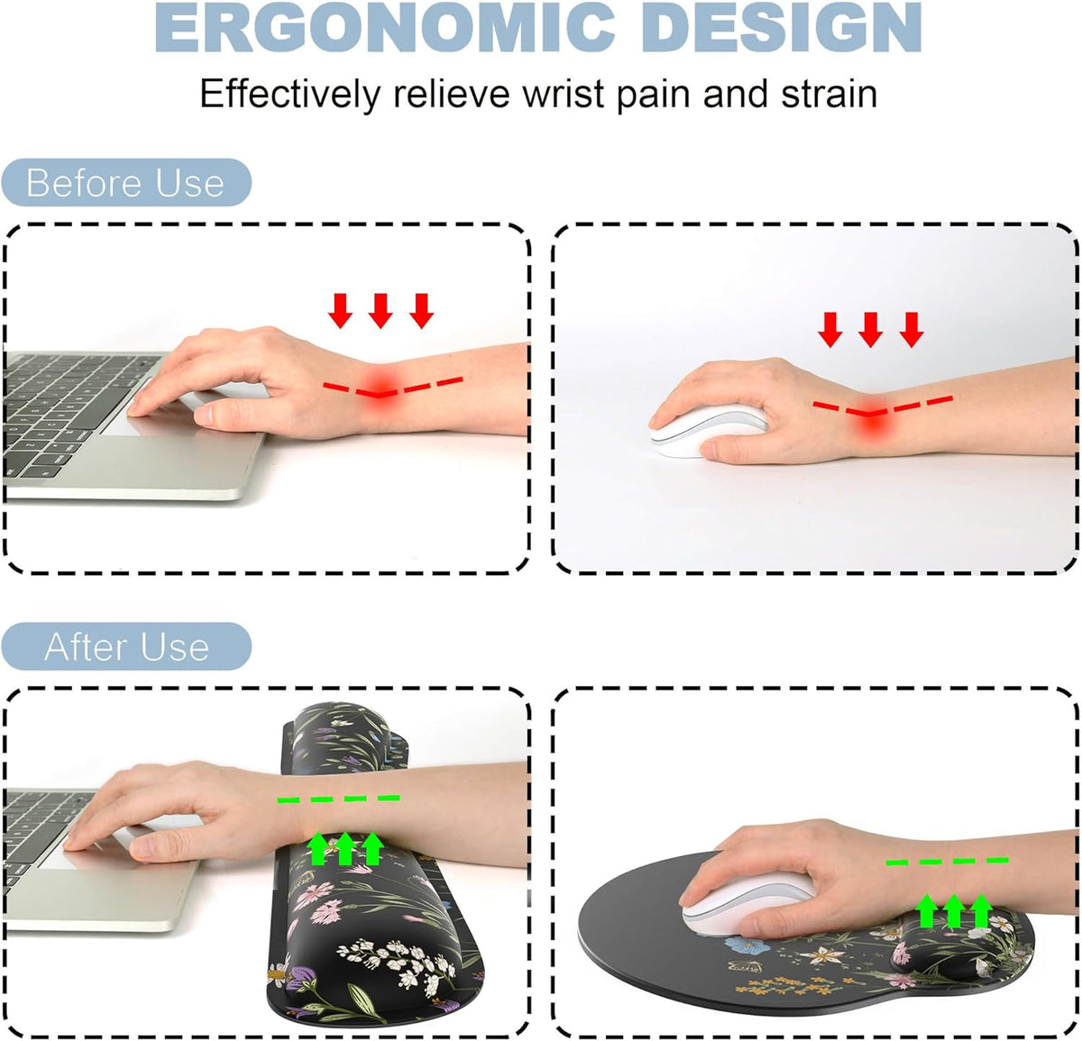 Ergonomic Mouse Pad with Wrist Rest and Keyboard Wrist Rest, Mousepad