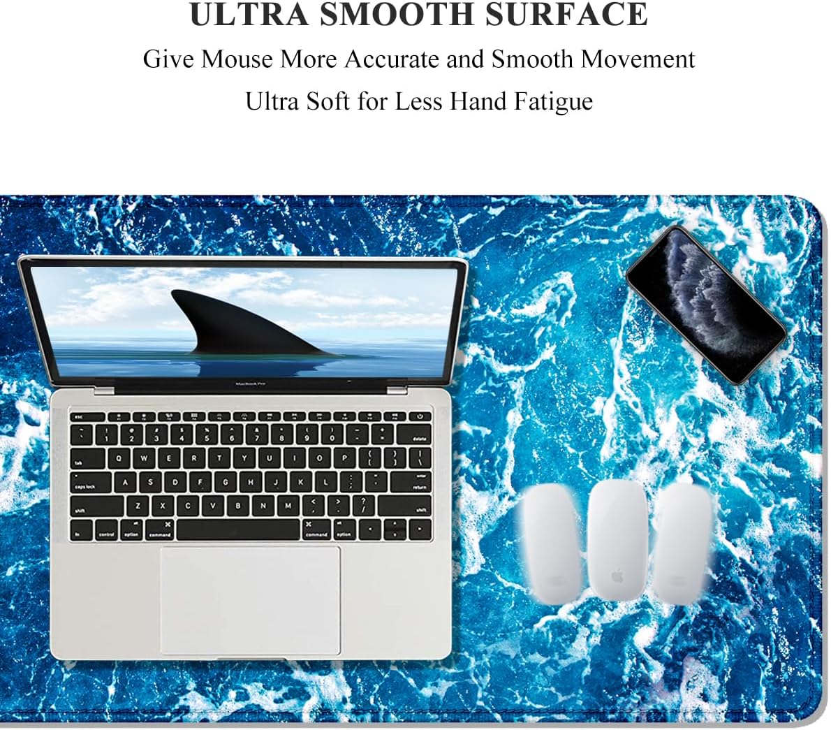 Auhoahsil Desk Mat, Ultra Large Mouse Pad, XXL Gaming Mousepad, Green Tropical Leaves Deskpad, Big Extended Full Size Mouse Pad, Desktop Desk Matt for Keyboard, Laptop & Computer, 35.5 x 15.7 in - Colors B