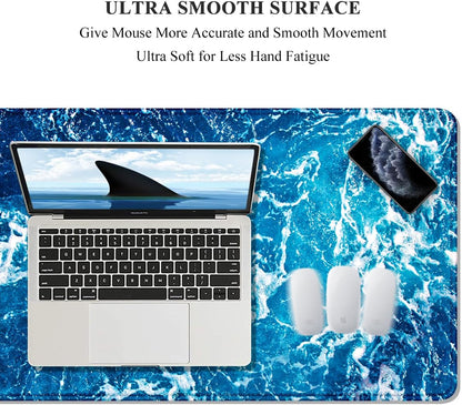 Auhoahsil Desk Mat, Ultra Large Mouse Pad, XXL Gaming Mousepad, Green Tropical Leaves Deskpad, Big Extended Full Size Mouse Pad, Desktop Desk Matt for Keyboard, Laptop & Computer, 35.5 x 15.7 in - Colors B