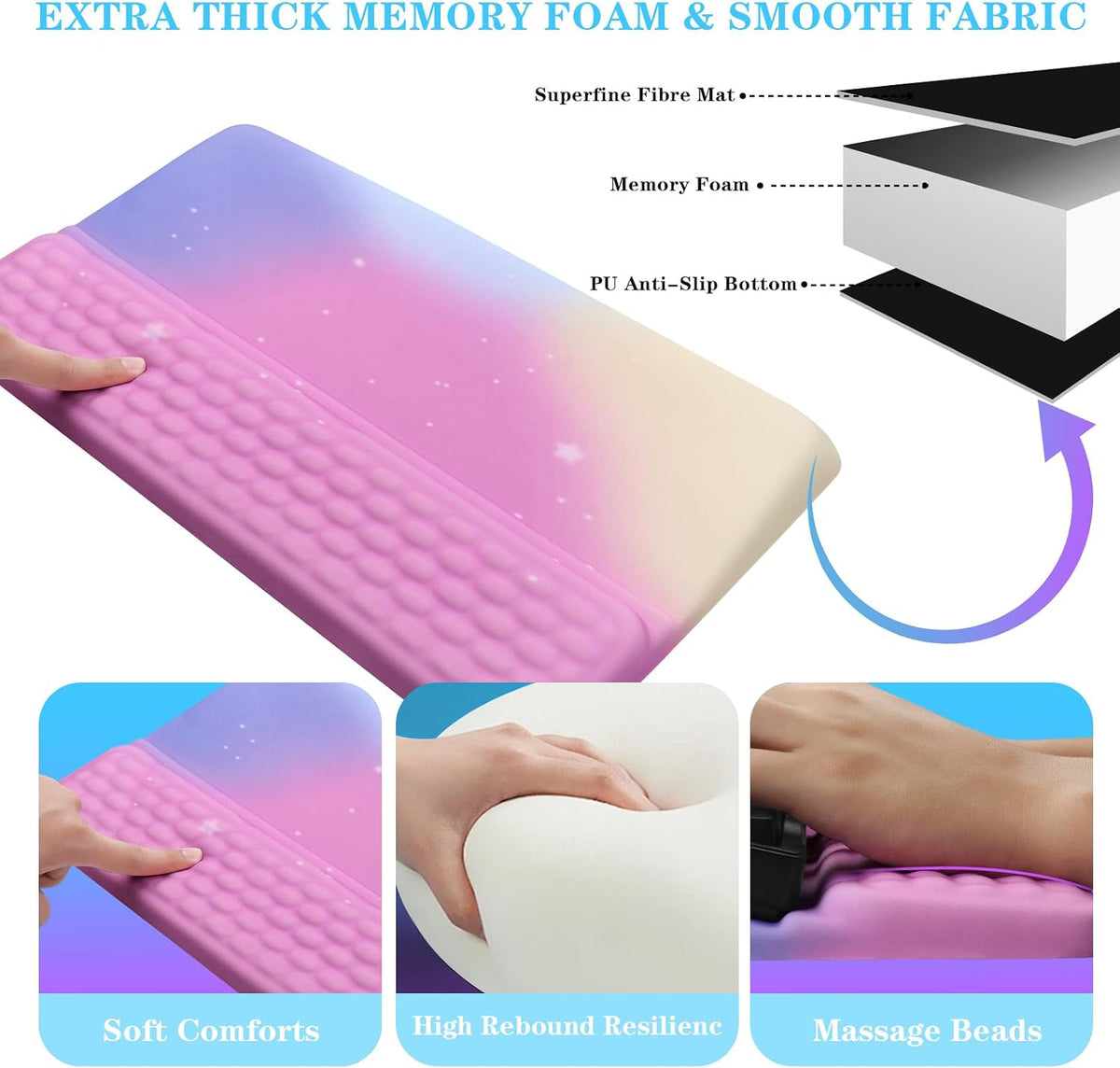 Computer Keyboard Stand with Wrist Rest, Ergonomic Tilted Keyboard Holder - Keyboard Riser with Wrist Pad - Keyboard Tray Support for Office Home - Black