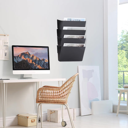 EASEPRES 3 Single Pocket Mesh Hanging File Organizer, Vertical Wall Mounted Magazine File Holder, Mount Basket Mail Paper Document Folder Organizing for Office, Home and School, Black