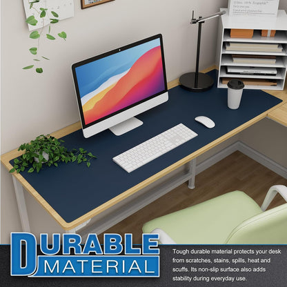 K KNODEL Large Office Leather Desk Mat, Mouse and Keyboard Pad, Computer and Laptop Mat, Desktop Protector and Cover, Writing Pad and Blotter (31.5"x15.7", Black)