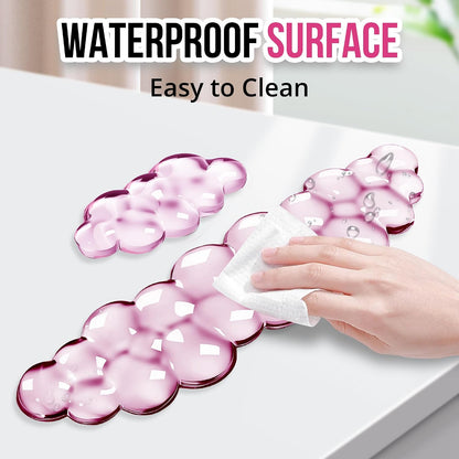 Keyboard Wrist Rest Set — Ergonomic Cloud Gel Wrist Rest Keyboard and Mouse Pad, Non-Slip Desk Accessories for Office and Home（White）
