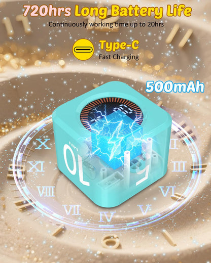 Digital Pomodoro Timer Cube 5/10/25/50min, Visual Productivity Flip Timer for Kids Classroom Desk, Custom Countdown, Silent and Sound Mode for ADHD Study Work Game Kitchen (Purple)