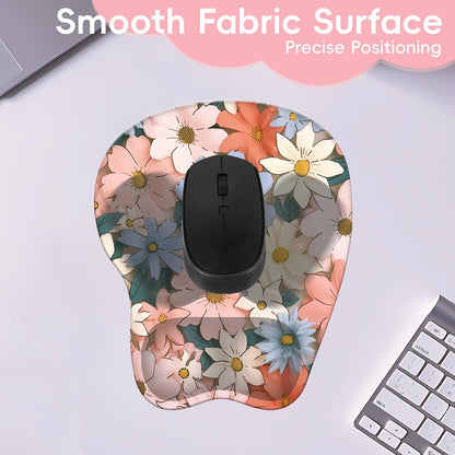 Wrist Support Mouse Pad Anti Slip Rubber Wrist Rest Mousepad 9in X 8in Small Desktop Notebook Mouse Mat for Working and Gaming (M-Pink Floral)
