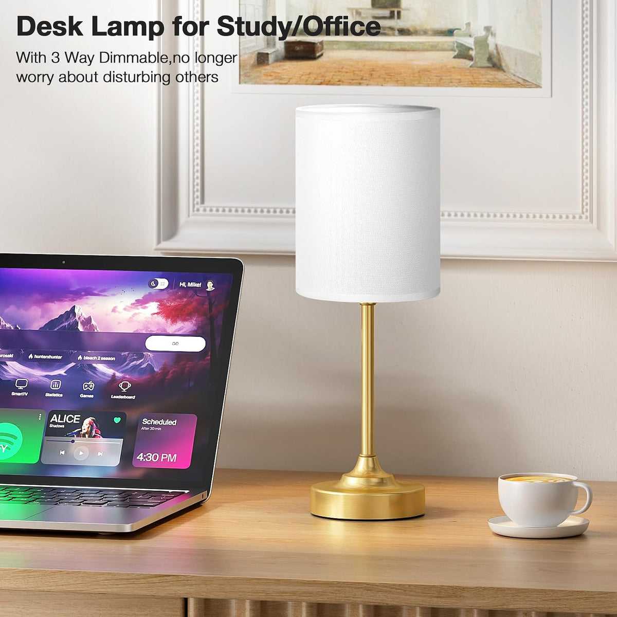 Dicoool Bedside Table Lamp for Bedroom - Small Desk Lamp with USB Ports