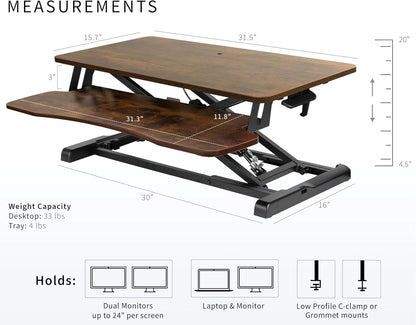 Black 32 in Standing Desk Converter, DESK-V000K