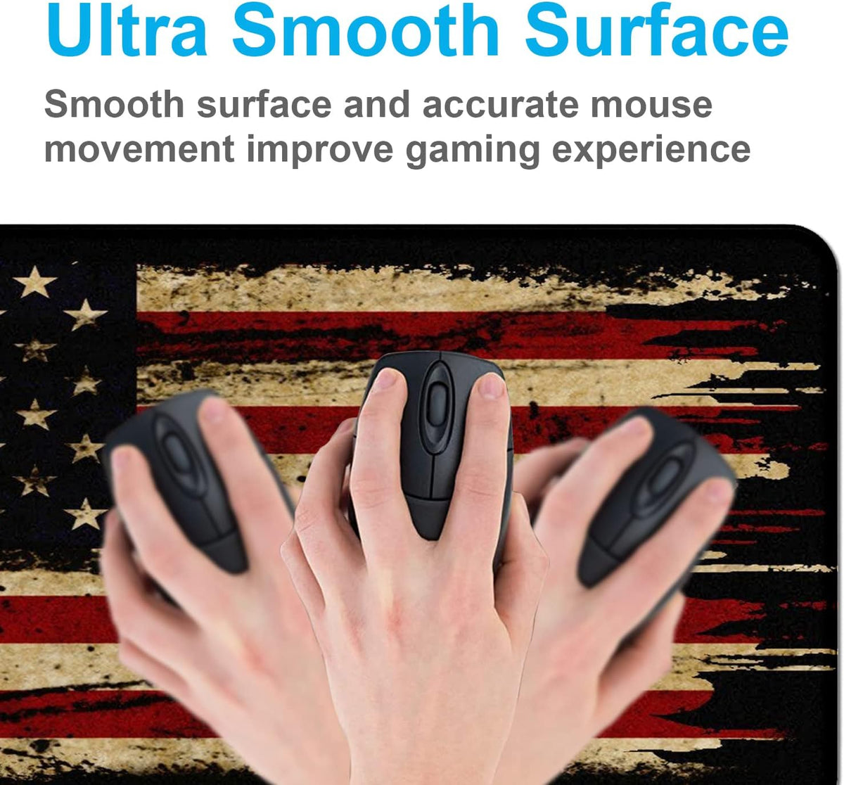 Retro American Flag XL Gaming Mouse Pad with Stitching Edge Laptop Desk Mat