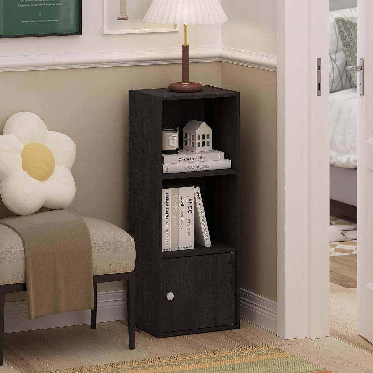 Furinno PASIR Book Shelf, 2-Tier Modern Bookshelf, Open Shelves Bookcase 9 x 12 x 21, Easy Assembly, for Living Room, Bedroom, Home Office, White