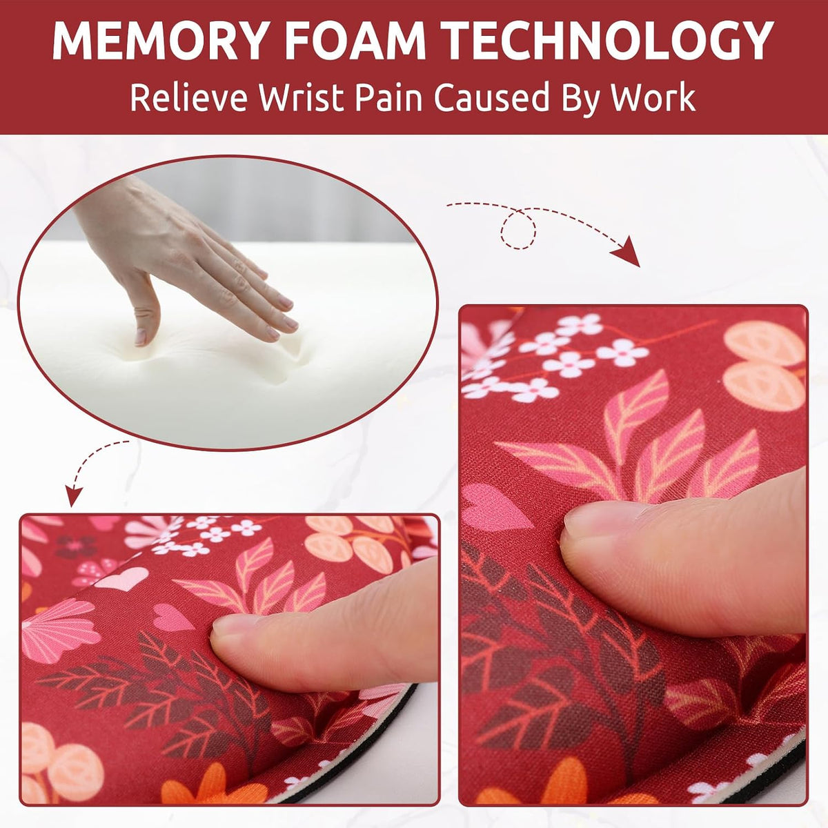 KONVINIT Ergonomic Mouse Pad with Wrist Rest, Small Mousepad with Non-Slip Rubber Base and Smooth Surface, Beach Mouse Pads for Desk, Office Desk Accessories