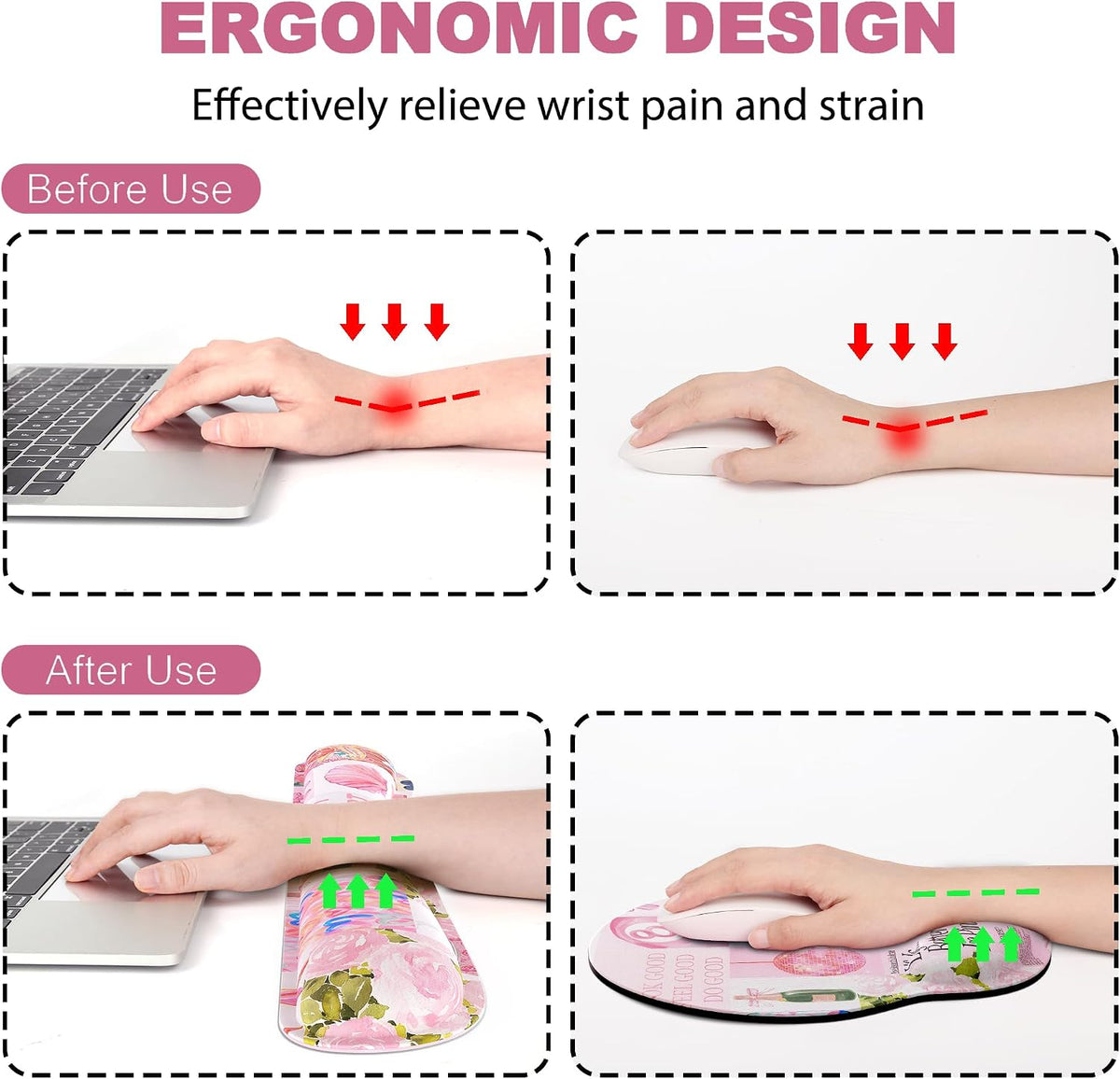 Ergonomic Mouse Pad with Wrist Rest and Keyboard Wrist Rest, Mousepad