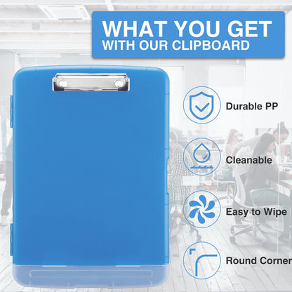 Clipboard with Storage, Clip Board 8.5 x 11 with Pen Holder, High Capacity Plastic Organization Case Box for Letter Legal A4 Size Paper, Nurses Teachers Must Haves, School & Office Supplies