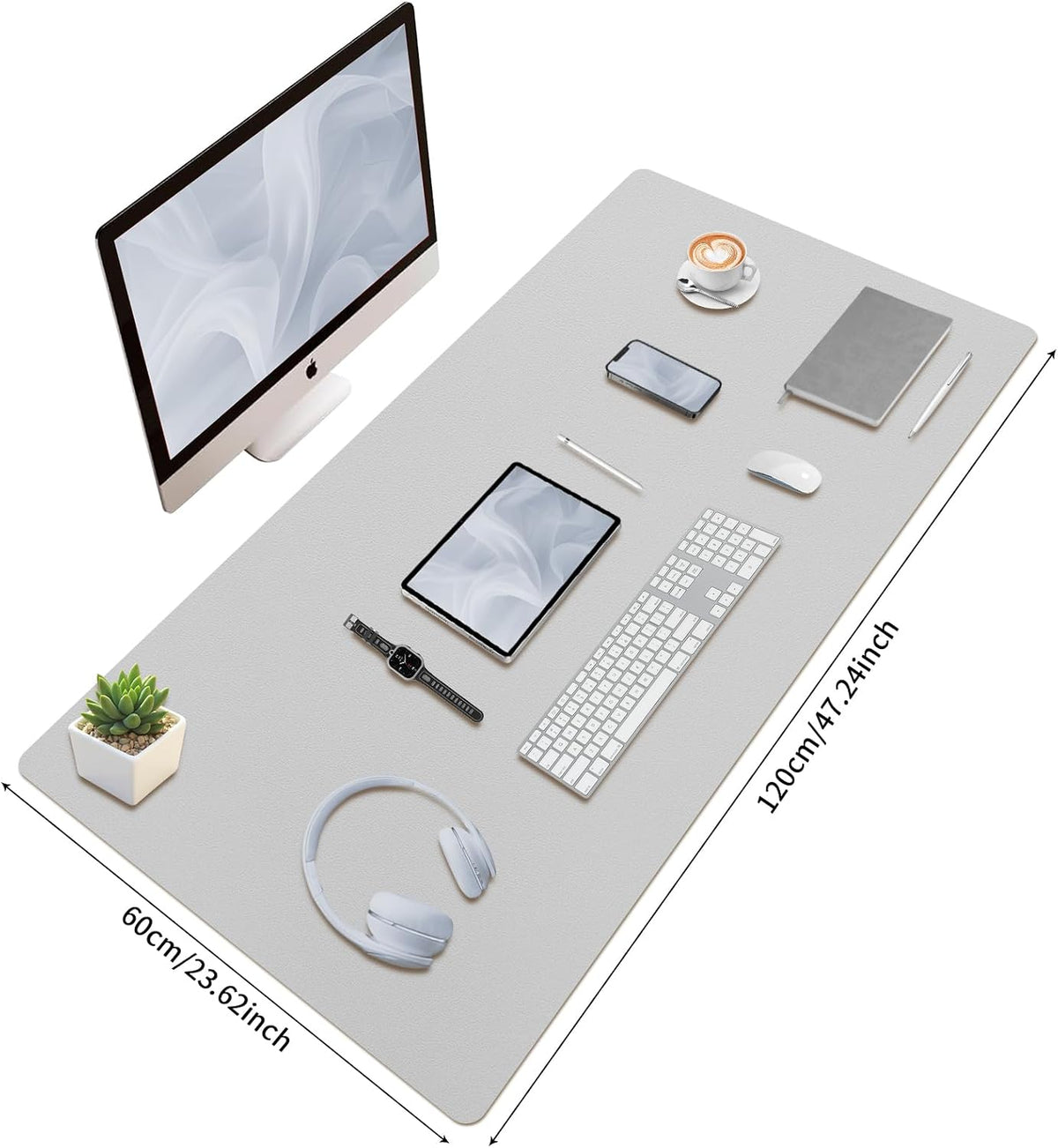 Bloss Leather Desk Pad and Keyboard Wrist Rest, Large Mouse Pad + Keyboard Pad+Mouse Wrist Support, Non-Slip Desk Mat Protector for Office, Home(31.5×15.7 Inches,Beige) - Colors B