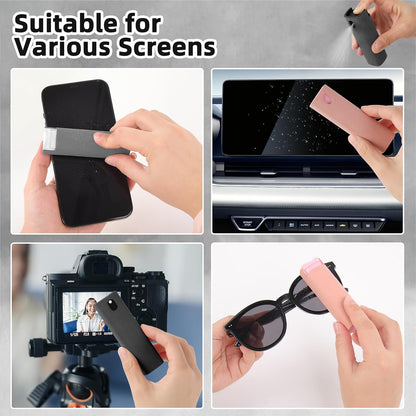 Car Screen Cleaner Kit, 4 Pcs 3-in-1 Touchscreen Mist Cleaner and Microfiber Cloth, for Car Display, iPhone, iPad, MacBook, Laptop, Computer Monitor, TV, Android (Pink*2 & Grey*1 & Black*1)