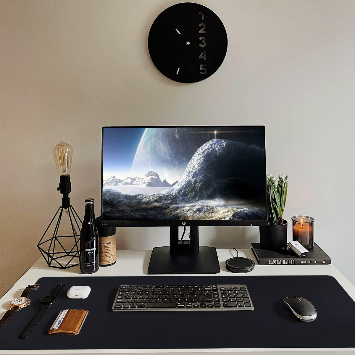 Bloss Leather Desk Pad and Keyboard Wrist Rest, Large Mouse Pad + Keyboard Pad+Mouse Wrist Support, Non-Slip Desk Mat Protector for Office, Home(31.5×15.7 Inches,Beige) - Colors A