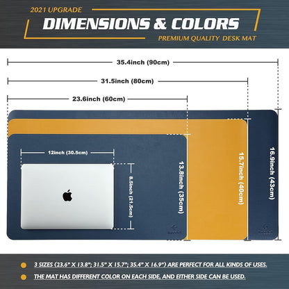 K KNODEL Large Office Leather Desk Mat, Mouse and Keyboard Pad, Computer and Laptop Mat, Desktop Protector and Cover, Writing Pad and Blotter (31.5"x15.7", Black)