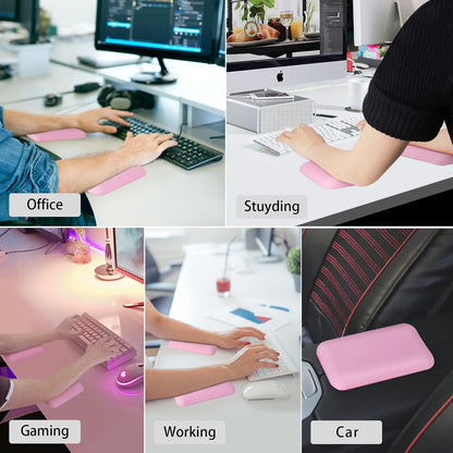 Leolee Elbow Rest Pads for Desk, Black Ergonomic Wrist Rest Arm Rest Pads | Memory Foam & Non-Slip Base, Armrest Cushion Support Pad Relieve Elbow and Wrist Pain for Computer, Office, 2 Packs