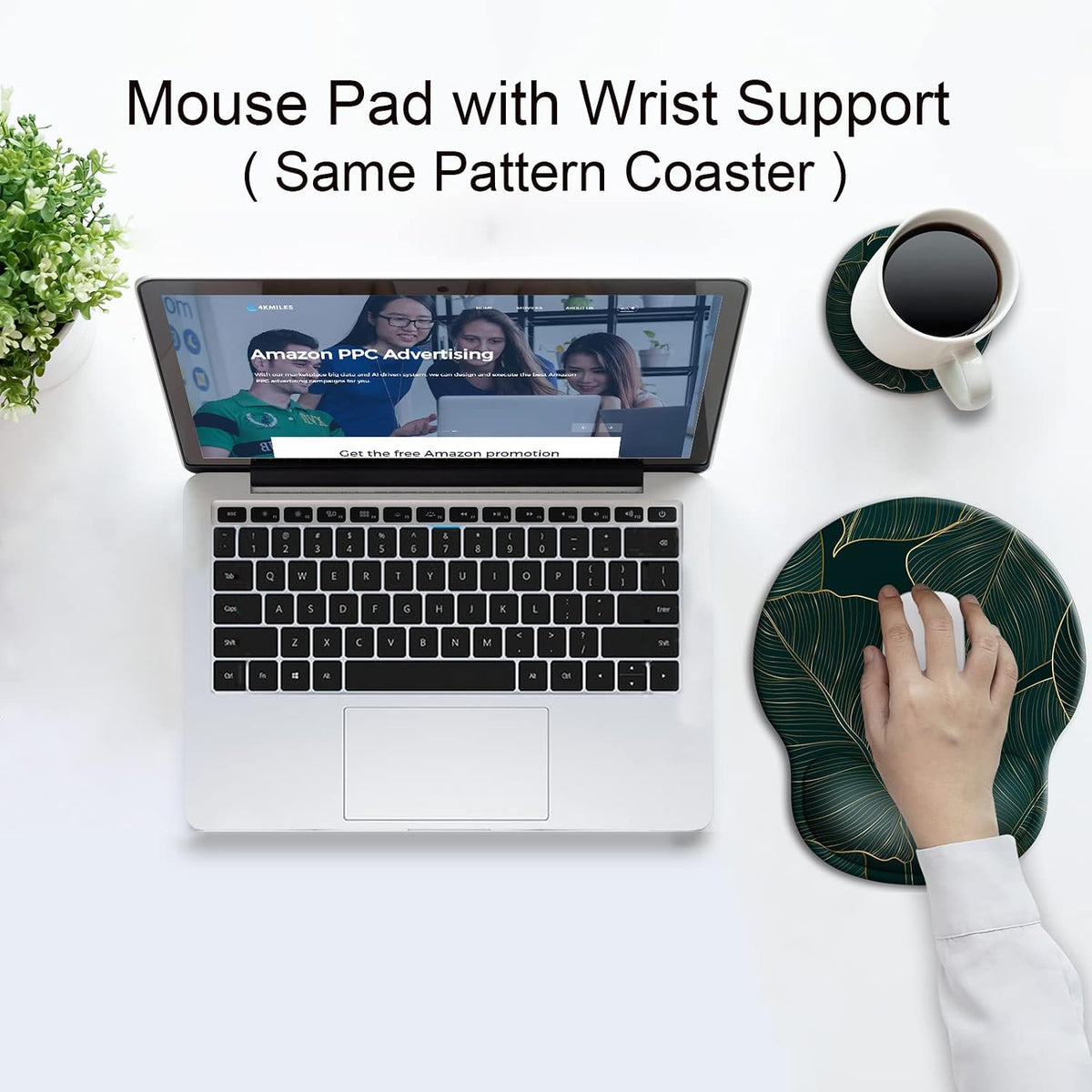 Ergonomic Mouse Pad with Wrist Support Rest,Large Mousepad Gel Wrist Rest, with Coaster Non-Slip & Pain Relief for Computer, Desk, Home&Office-Beach - Colors B
