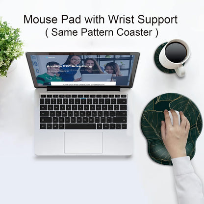 Ergonomic Mouse Pad with Wrist Support Rest,Large Mousepad Gel Wrist Rest, with Coaster Non-Slip & Pain Relief for Computer, Desk, Home&Office-Beach - Colors B