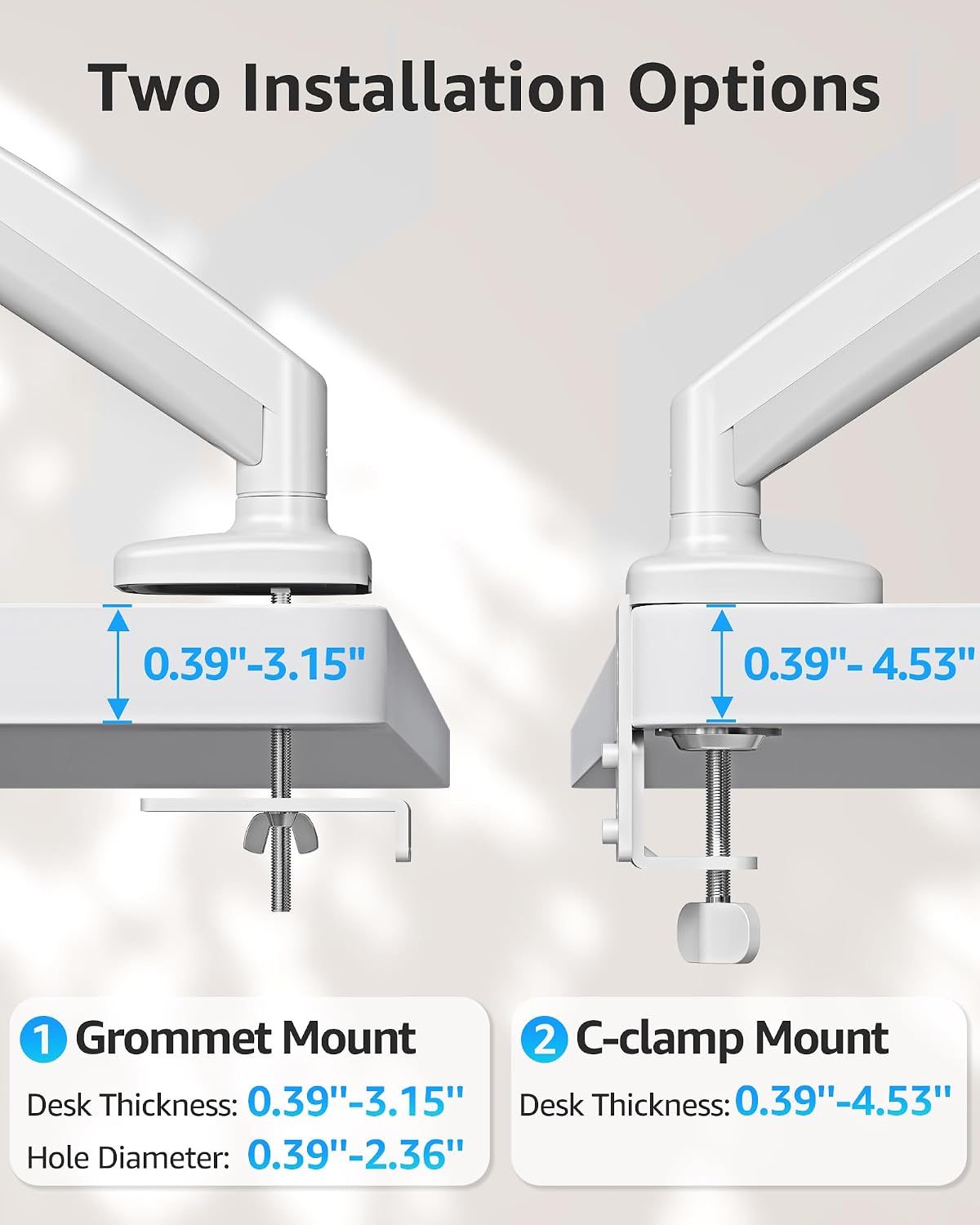 Dual Monitor Stand fits up to 32 inch, 4.4-19.8 lbs Computer Screens, Dual Monitor Desk Mount Height Adjustable, Monitor Arms for 2 Monitors, Home Office VESA Mounts, Freelift White