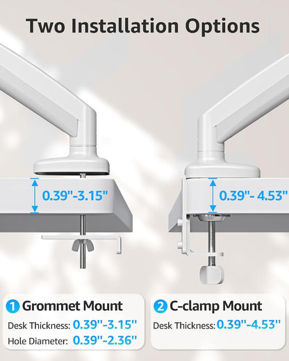 Dual Monitor Stand fits up to 32 inch, 4.4-19.8 lbs Computer Screens, Dual Monitor Desk Mount Height Adjustable, Monitor Arms for 2 Monitors, Home Office VESA Mounts, Freelift White