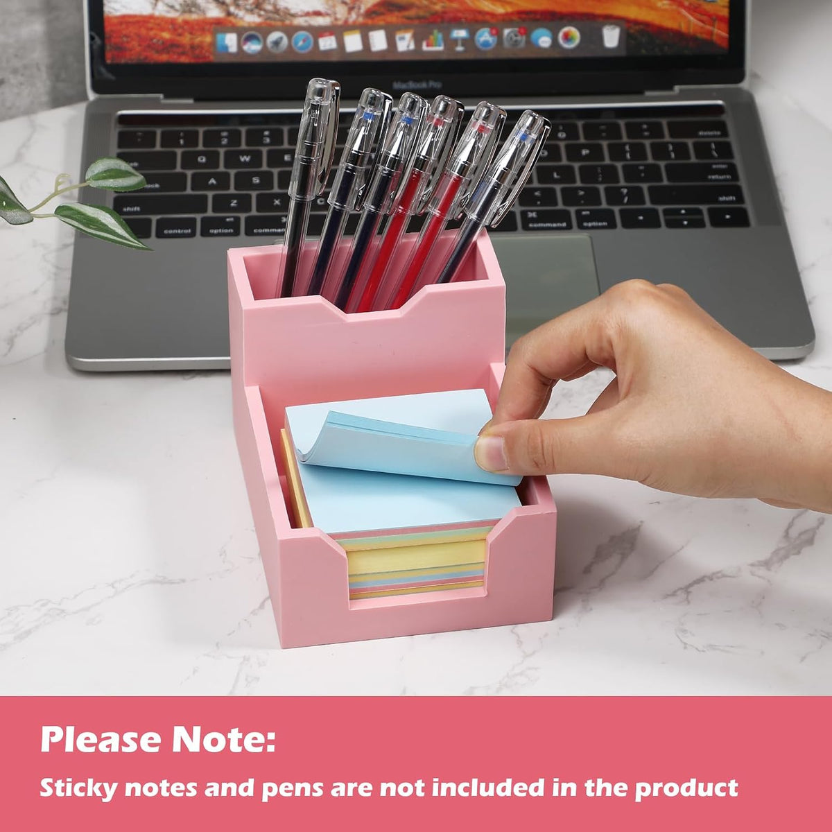 Black Sticky Note Holder, Silicone Memo Holder with Pen or Card Slots, Sticky Note Dispenser, Fits 3x3 Inches Sticky Notes