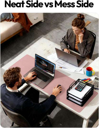YSAGi Leather Desk Pad Protector, Office Desk Mat, Large Mouse Pad, Non-Slip PU Leather Desk Blotter, Waterproof Laptop Desk Writing Pad for Office and Home (23.6" x 13.8", Eggshell) - Colors A
