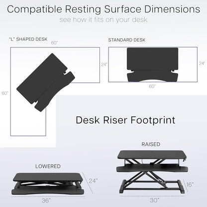 Black 32 in Standing Desk Converter, DESK-V000K