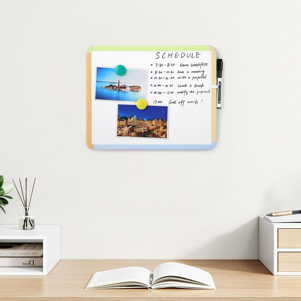 Dry Erase Board, 14” x 11”, White Frame